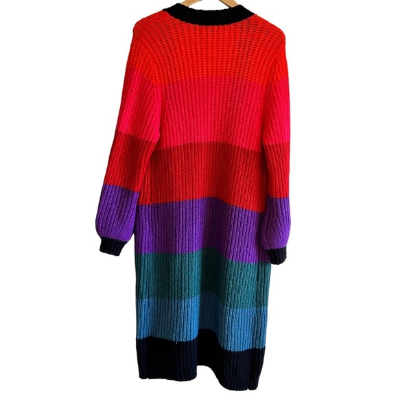 Torrid Long Stripe Color Block Black Red SZ 0 Cardigan - Picture 3 of 15